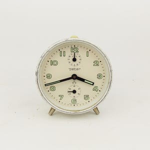 Vintage 1970s Alarm Clock PETER German Mid Century White Table Desk Clock