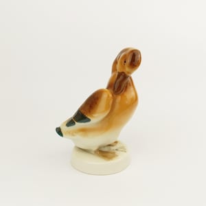 Vintage 1970s Royal Dux Porcelain Figurine of a Leaning Duck Czechoslovakia