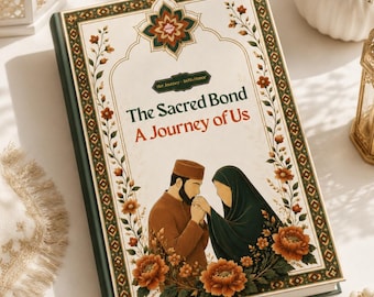May include: A hardback book titled "The Sacred Bond, A Journey of Us." The cover features an illustration of a couple, floral accents, and the text "Her Journey - In His Honor." The book has a green spine and decorative border.