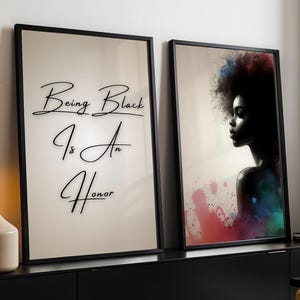 Black Woman Wall Art Poster Digital Print, Trendy Black Girl Wall Art Set of 2, African American Woman Art, Black Culture Wall Art Print