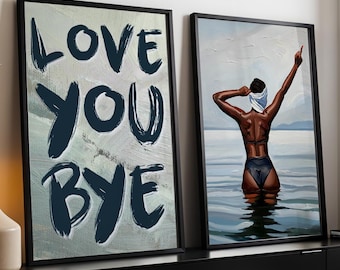 Black Woman Wall Art Print, Black Woman Middle Finger Print, Love You Bye Wall Art, African American Woman Art, Black Girl Wall Art Set Of 2