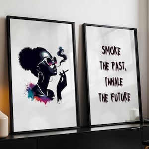 Black Woman Wall Art Poster Digital Print, Trendy Black Girl Wall Art Set of 2, African American Woman Art, Black Culture Wall Art Print