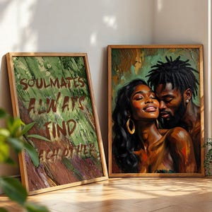 Black Couple Wall Art Digital, Printable Black Love Wall Art Set of 2, Black Man and Woman Art, African American Love Art, Love Quote Poster