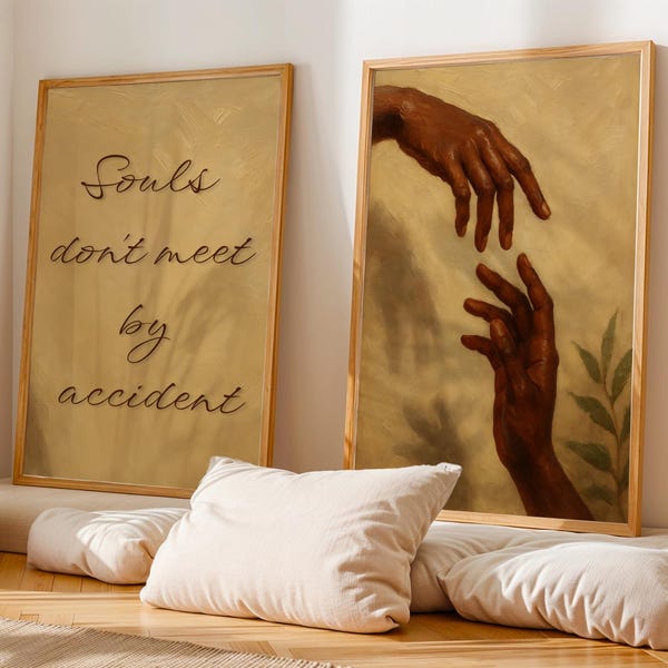 Black Couple Holding Hands Wall Art Print, Black Love Wall Art Set of 2, Black Man and Woman Art Poster, African American Couple Love Art