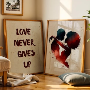 Schwarzes Paar Silhouette Wand Kunst Digital, schwarze Liebe Kunst 2er-Set Druck, Afroamerikaner paar Liebe Kunst Download, schwarzer Mann und Frau Kunst