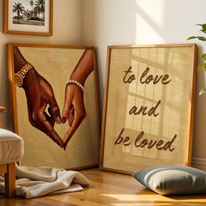 Schwarzes Paar, das Hände hält Wand Kunst Druck, Schwarze Liebe Wand Kunst 2er-Set, Schwarzer Mann und Frau Kunst Poster, Afroamerikanische Paar Liebe Kunst