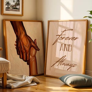 Schwarzes Paar, das Hände hält Wand Kunst Druck, Schwarze Liebe Wand Kunst 2er-Set, Schwarzer Mann und Frau Kunst Poster, Afroamerikanische Paar Liebe Kunst