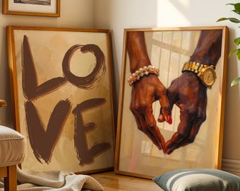 Black Couple Holding Hands Wall Art Print, Black Love Wall Art Set of 2, African American Couple Wall Art, Black Couple Wall Art Prints Set