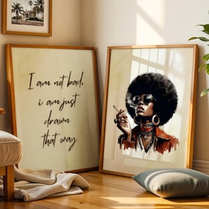 Black Woman Wall Art Poster Digital Print, Trendy Black Girl Wall Art Set of 2, African American Woman Art, Black Culture Wall Art Print