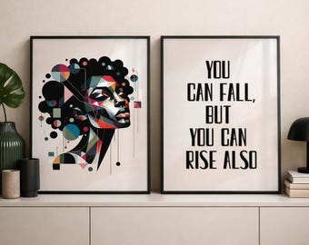 Black Woman Abstract Wall Art, Afrocentric Artwork, Black Girl Art, Neutral Aesthetic Print, Set Of 2 African American Art Digital Download