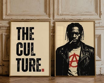 Black Man Wall Art Set Of 2, Masculine Print, The Culture Poster, Afrocentric Decor, African American, Black Owned Artwork, Digital Download