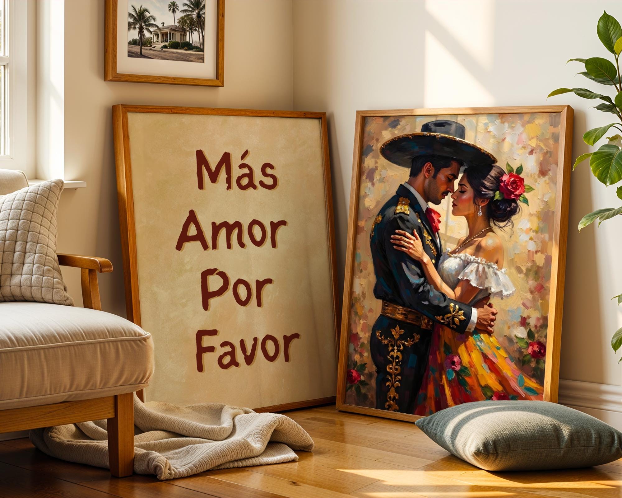 Mexican Lovers Art Set of 2, Mas Amor Por Favor, Rustic Mexico