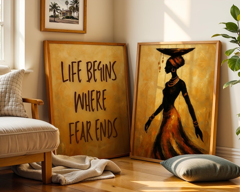 African Folk Art, Black Woman Art Print, Black Girl Wall Art Set of 2 ...