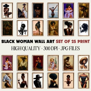Stampa digitale di arte di donne nere, stampa di arte murale di ragazze nere, arte di donne afroamericane, collezione di arte nera, pacchetti di arte murale afrocentrica