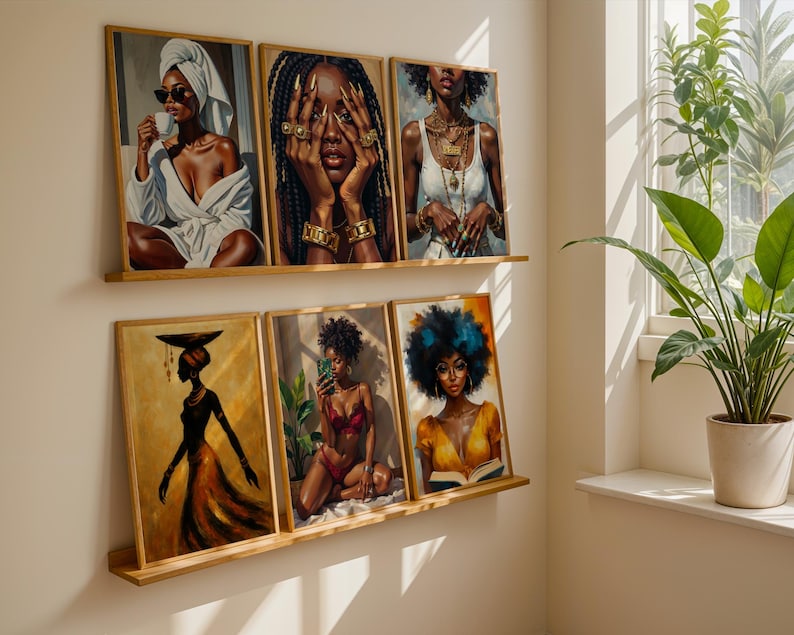 Black Art Collection, Afrocentric Wall Art Bundle, 100 Set Black Woman ...