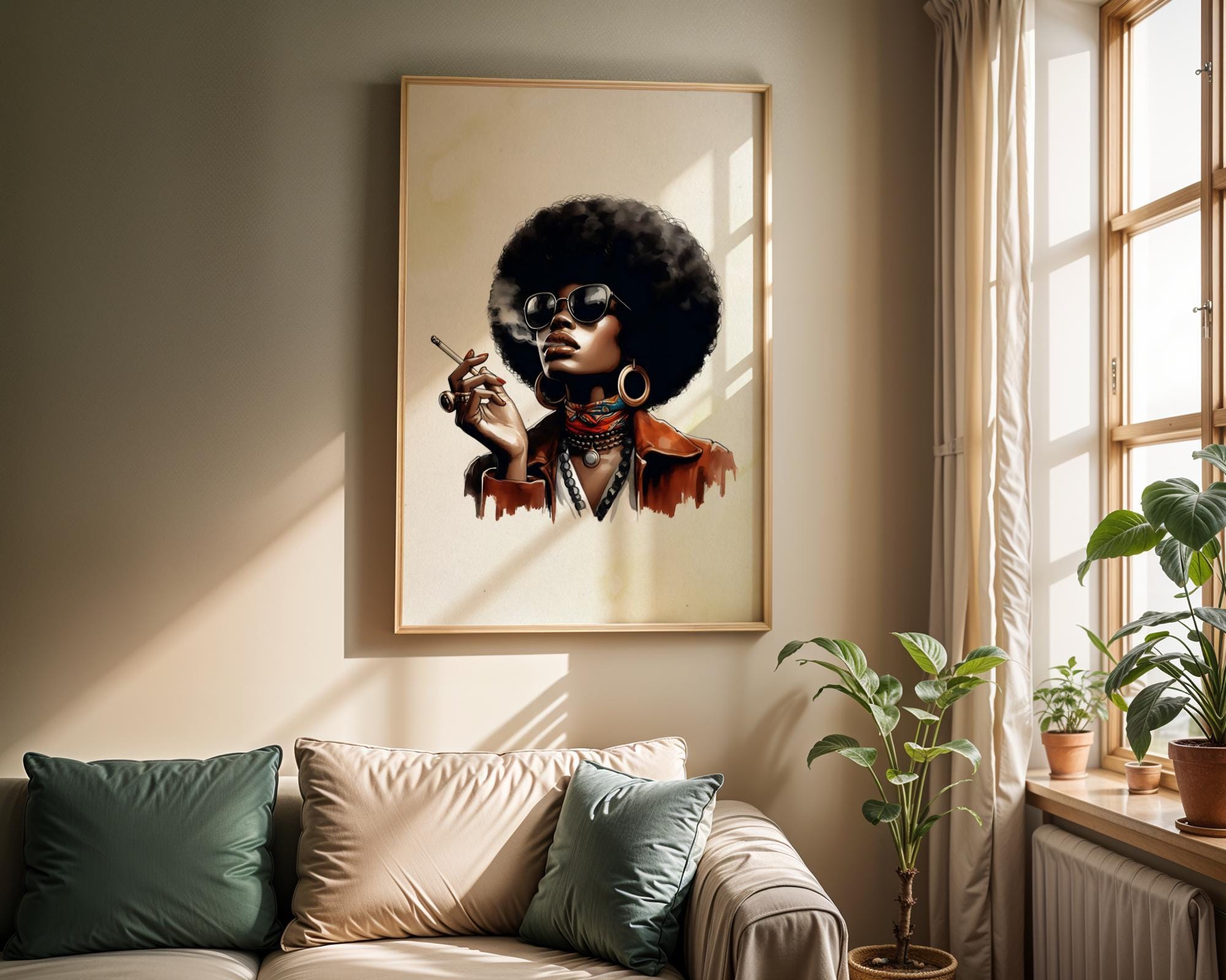 Retro Black Woman Art Print, Afrocentric Artwork, Black Girl Wall Art ...