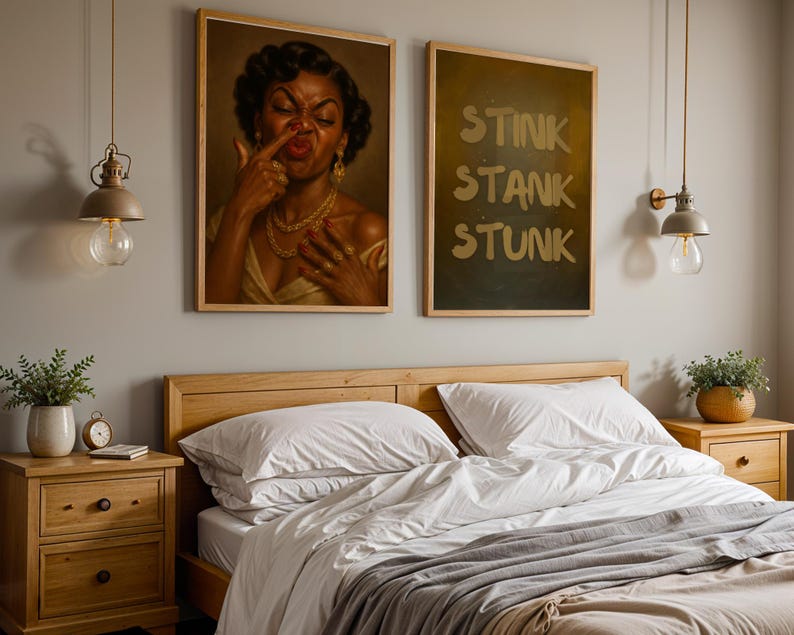 Stank Face Black Art Bathroom Decor, Afrocentric Wall Art Set of 2 ...