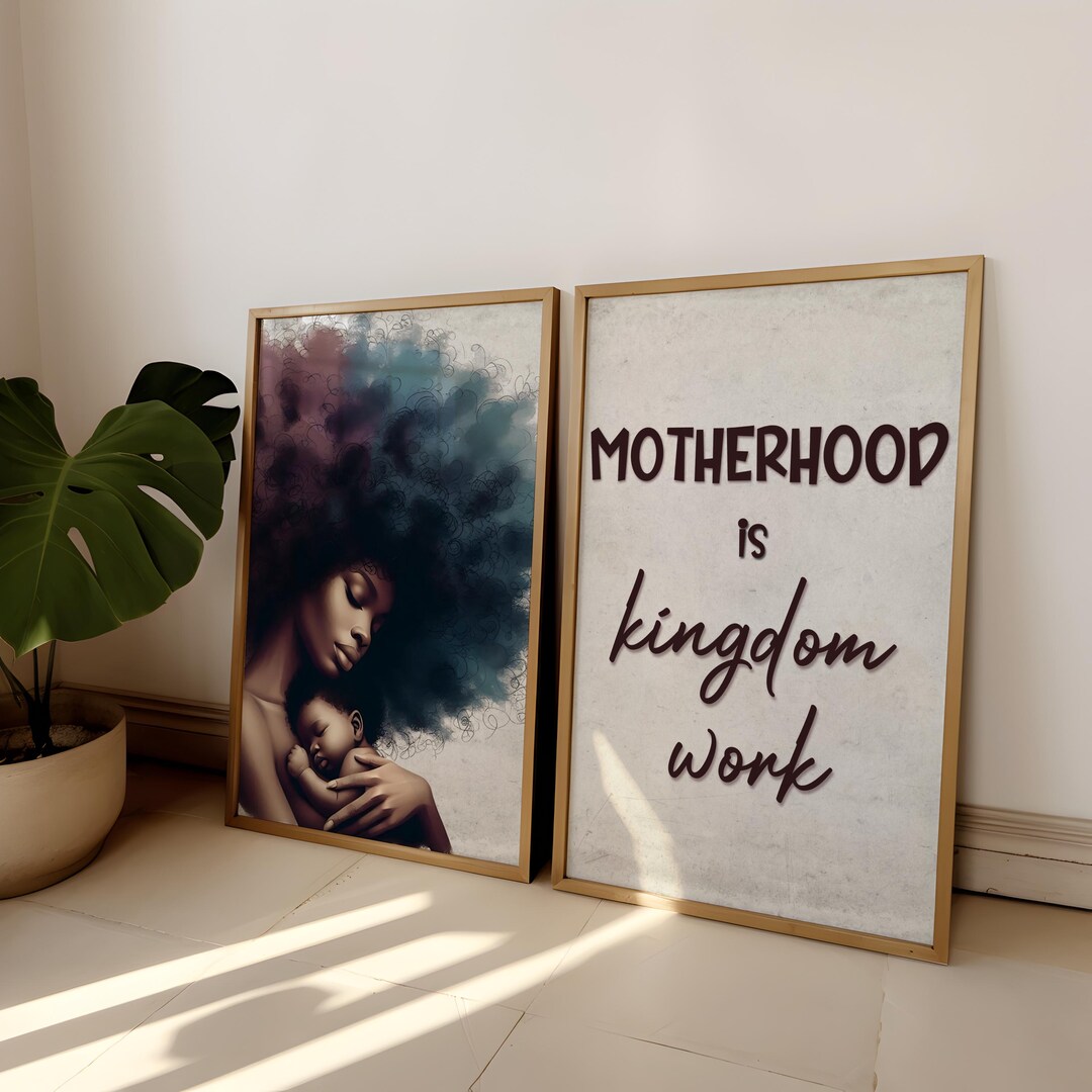 Black Motherhood Wall Art, Set of 2 Printable Wall Art Digital Download ...