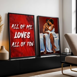 Black Couple Wall Art, Set of 2 Printable Wall Art Digital Download, Black Man and Woman Art, Black Love Wall Art Print, Black People Art