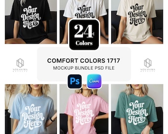 Comfort Colors 1717 T-Shirt Mockup Bundle: 24 Farben (PSD Digital Download