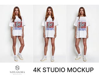 Paquete de maquetas de camisetas: PSD 4K, modelo femenina (descarga digital)