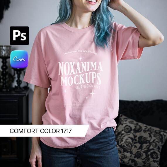 ゴシック風女性用Tシャツのモックアップ：Comfort Colors c1717
