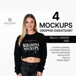Bella Canvas 7503 Cropped Sweatshirt Mockup Bundle: 4 PSD Files (Digital Download