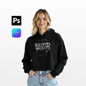 Black Cropped Hoodie Mockup: Independent Trading Company (PSD File)