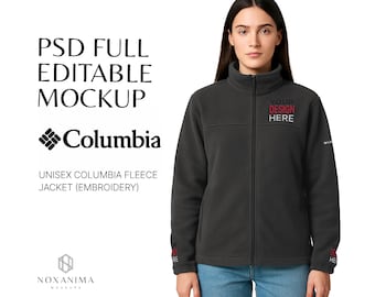 Columbia Fleece Jacket Mockup: Editable PSD, 3 Colors