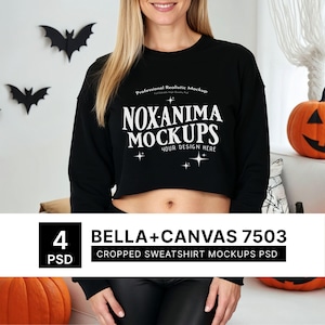 Bella Canvas 7503 Cropped Sweatshirt Mockup Bundle: 4 PSD Files (Digital Download)