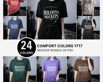 24x Comfort Colors 1717 T-Shirt Mockup : Bundle T-Shirt Mockup  60 Colors c1717 PSD Alt goth Mockups Digital Download BH1