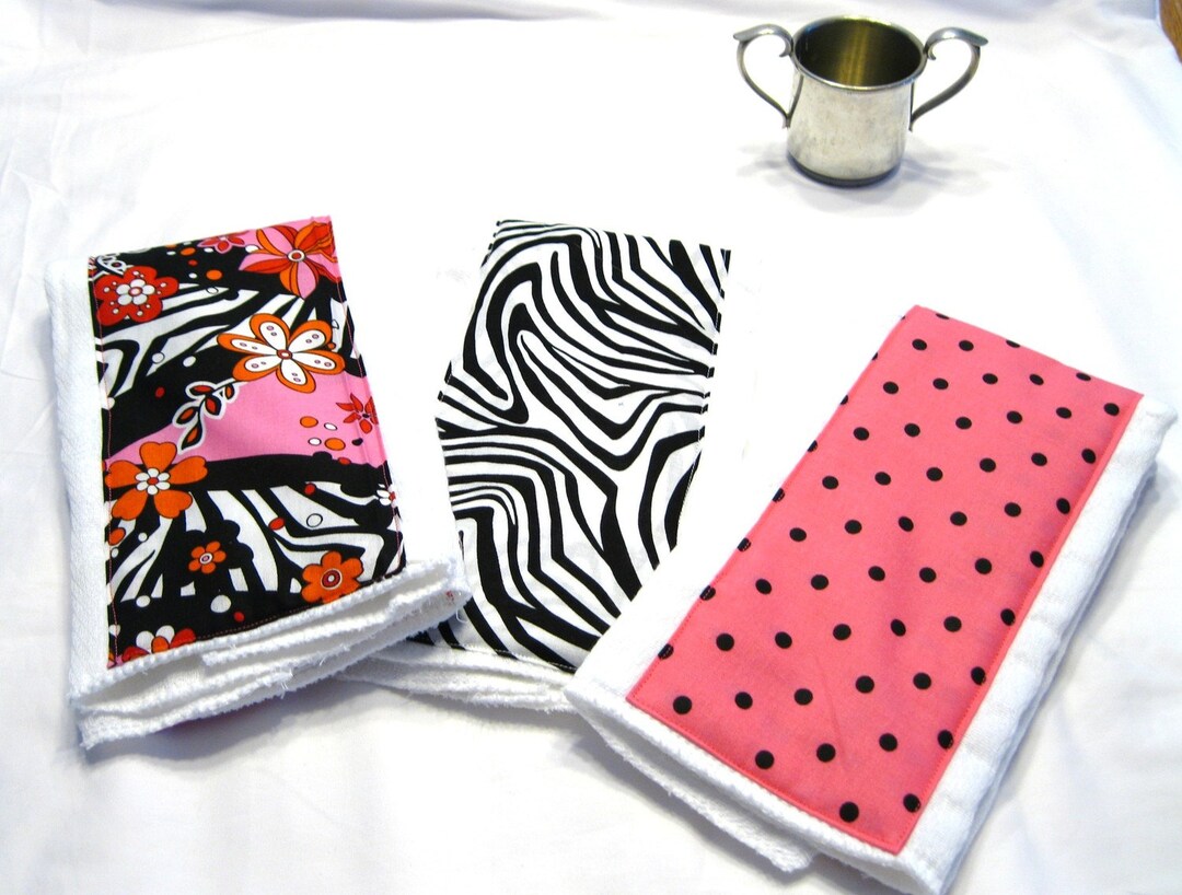 Pink & Zebra Baby Burp Cloths Set de 3 Etsy España