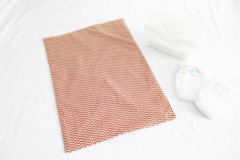 Orange Chevron Waterproof Changing Pad large size