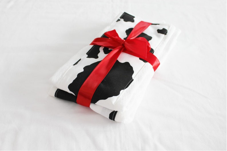 Cow Print Baby Burp Cloths Set of 2 image 2