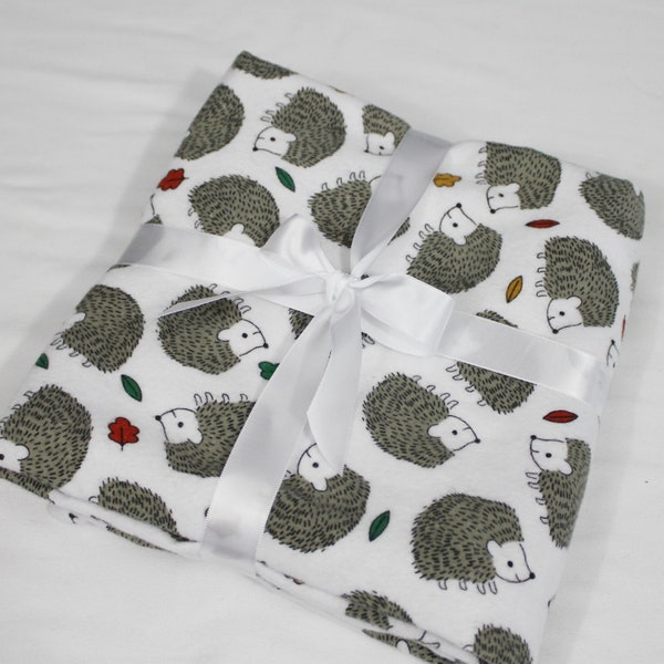 Woodland Creature Hedgehogs Flannel Baby Blanket - single thickness blanket