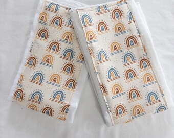 Cream and Tan Rainbows Burp Cloths - Set of 2