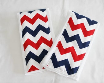 Red White and Blue Chevron Burp Cloths - Set of 2