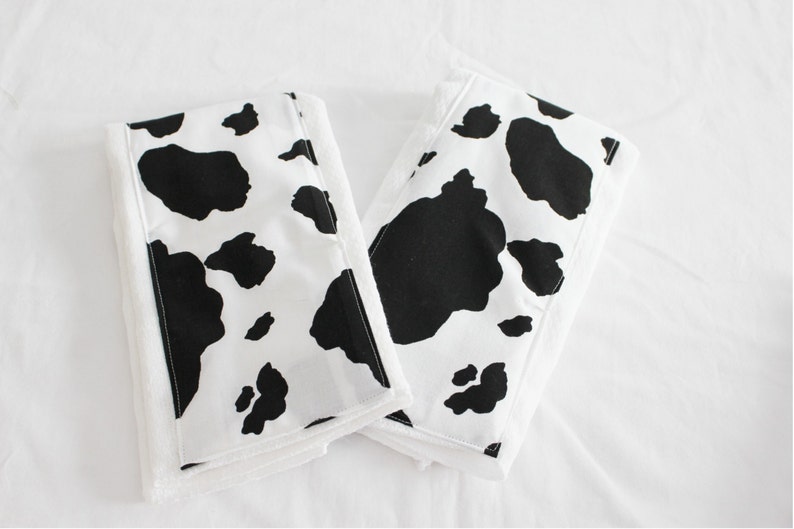 Cow Print Baby Burp Cloths Set of 2 image 3