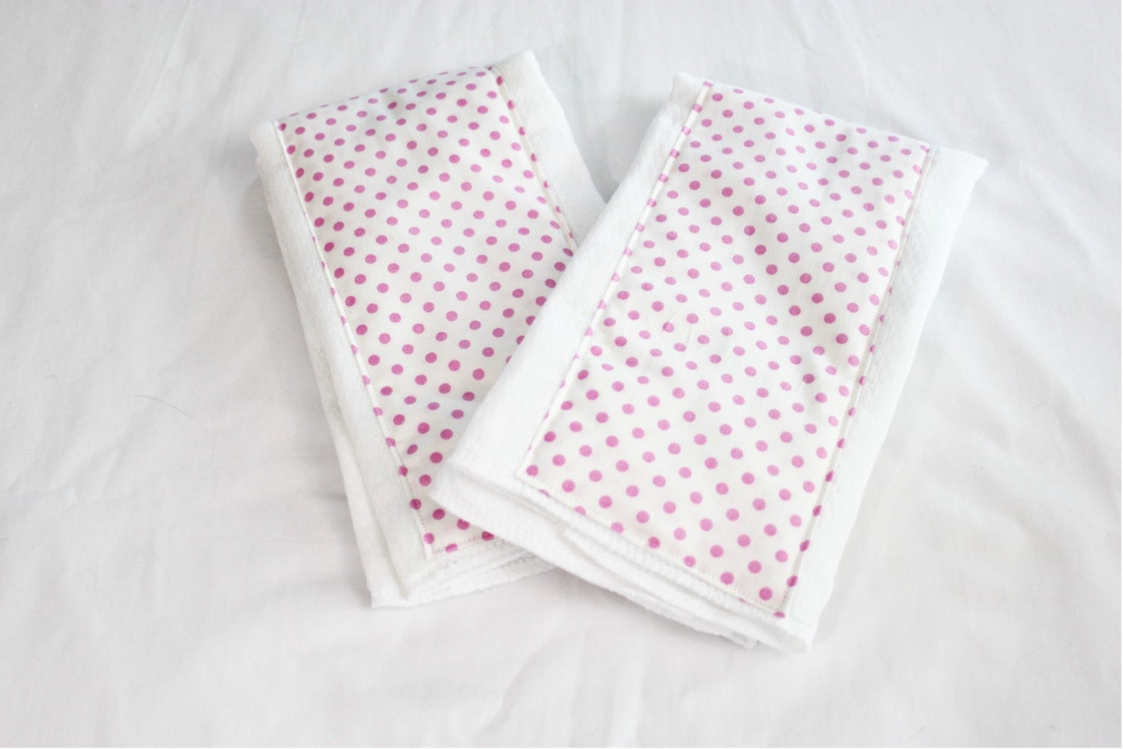 Pink and White Polka Dot Baby Burp Cloths Set of 2 Etsy
