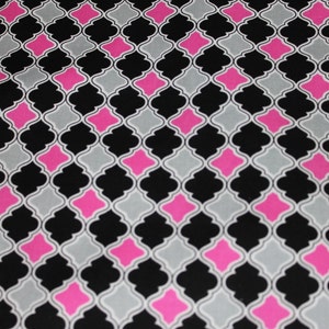 Hot Pink, Black and Grey Lattice Burp Cloths Set of 2 image 4