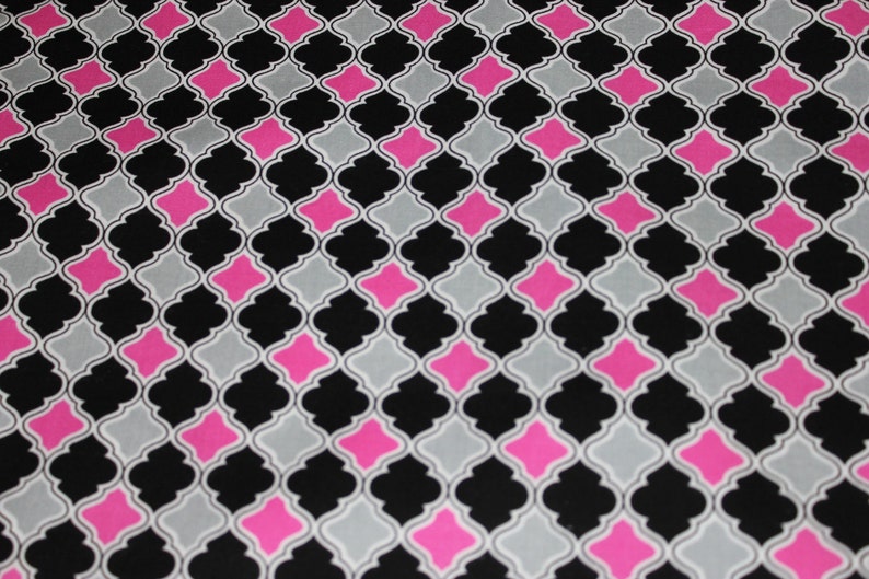 Hot Pink, Black and Grey Lattice Burp Cloths Set of 2 image 4