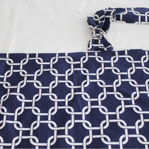 Navy Chain Link Nursing Cover with optional boning and pocket image 1