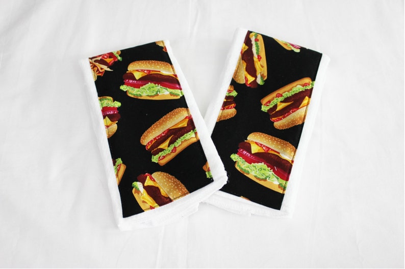 Hamburger Burp Cloths Set of 2 image 1