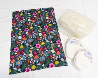 Mushrooms and Flowers Waterproof Changing Pad - 4 sizes available - ready to ship