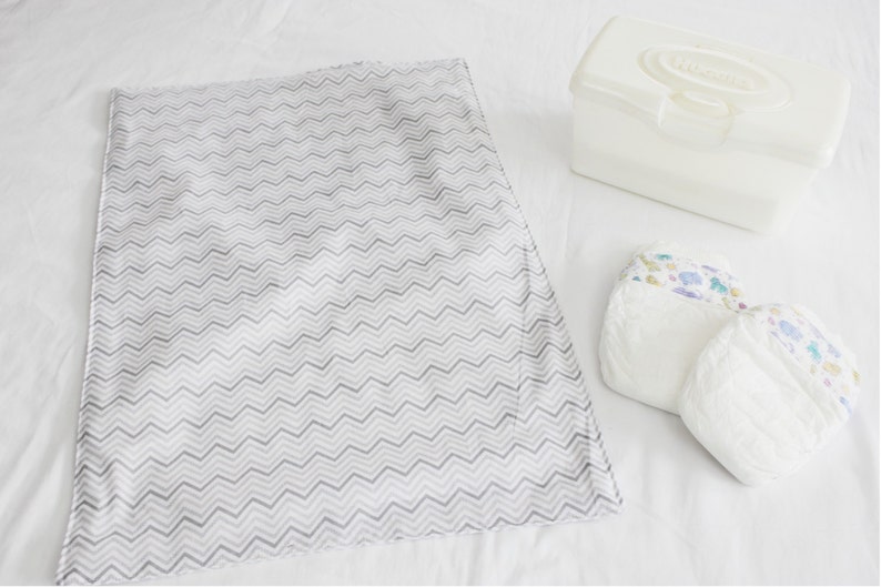 large Grey Chevron Waterproof Changing Pad