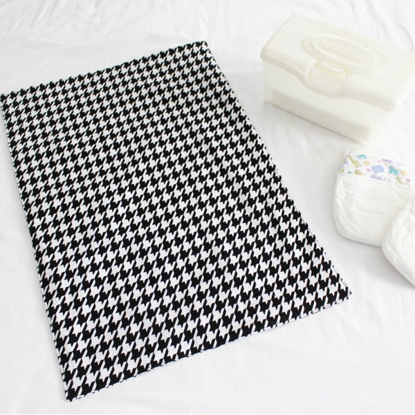 Large Black and White Houndstooth Waterproof Changing Pad - 4 sizes available - ready to ship