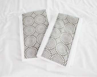 Grey & White Sunburst Baby Burp Cloths - Set of 2