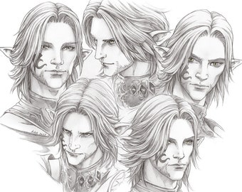 FFXIV Urianger sketchpage art print Shadowbringers Endwalker Arcanist