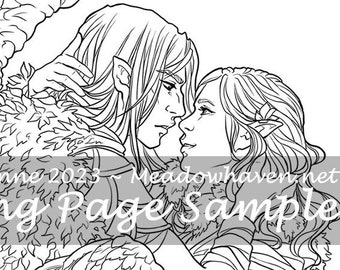 A Meadowhaven Fantasy Coloring Page Download: "Close To You"