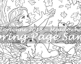 A Meadowhaven Fantasy Coloring Page Download: "Autumn"